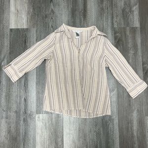 Neutral striped long sleeve blouse